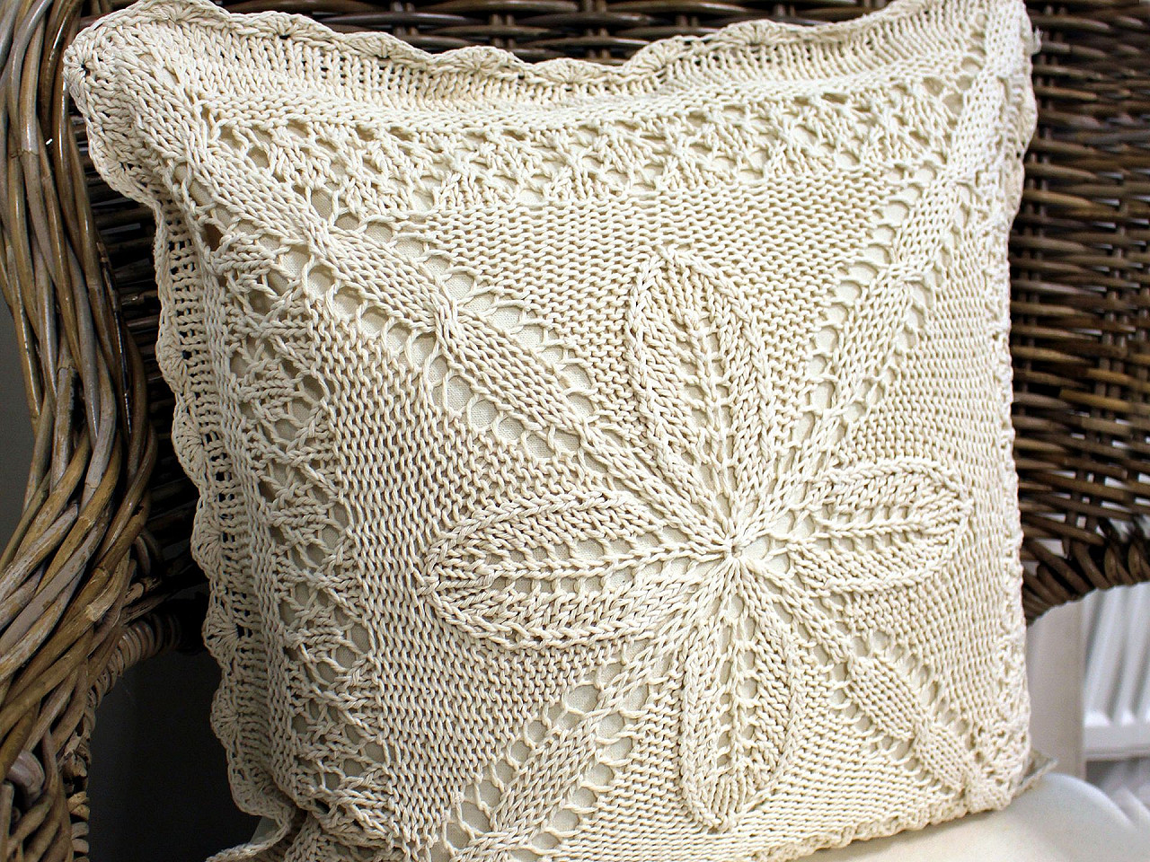 Față de pernă tricotată, bumbac 45x45 cm - Ecru deschis (2 Bucăți)