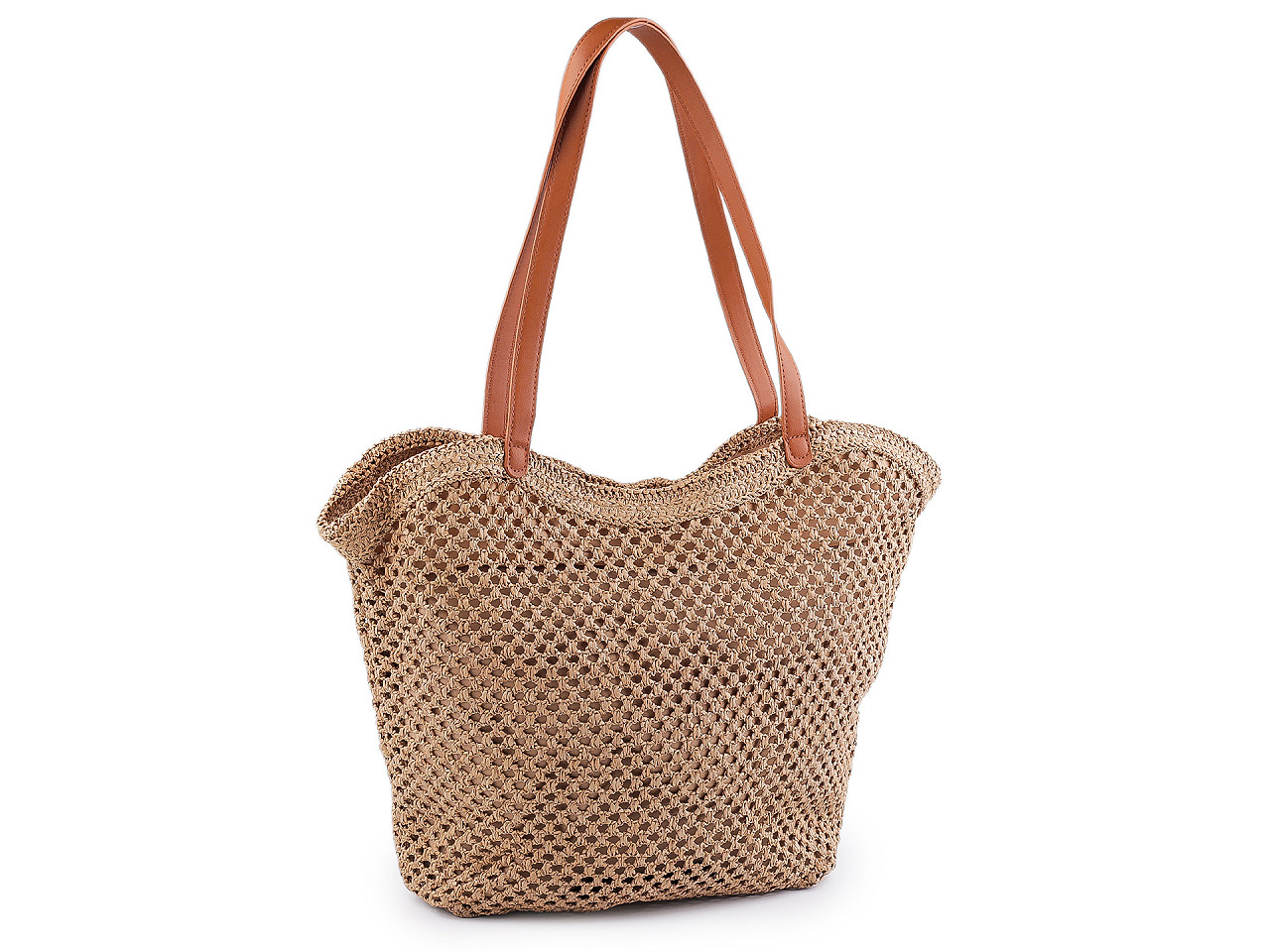 Geantă de mână croșetată din rafie - cu fermoar 47x36 cm - Verde (1 Bucată)