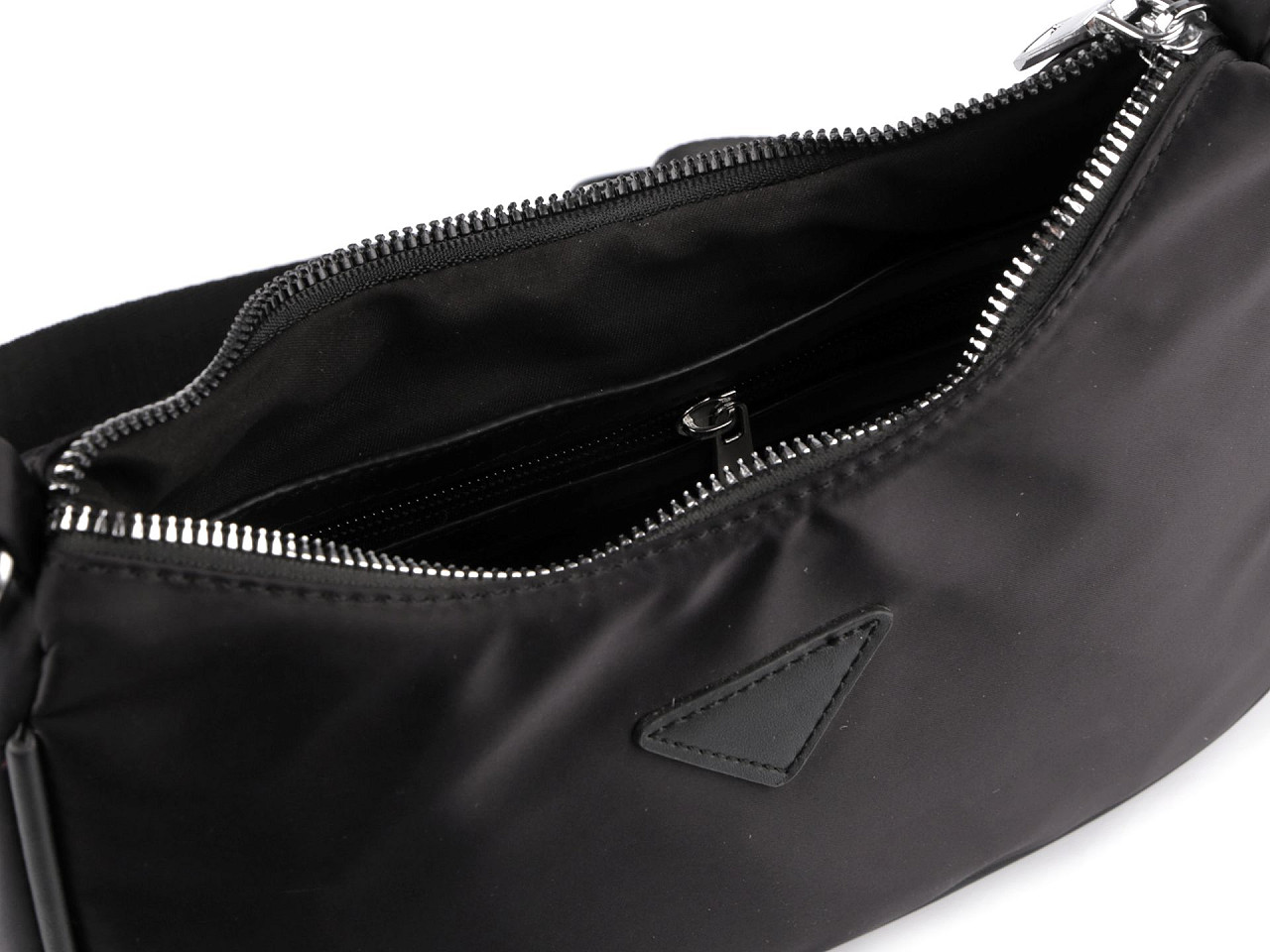 Geantă 2 în 1 din nailon cu lanț argintiu 26x16 cm - Negru (1 Bucată)