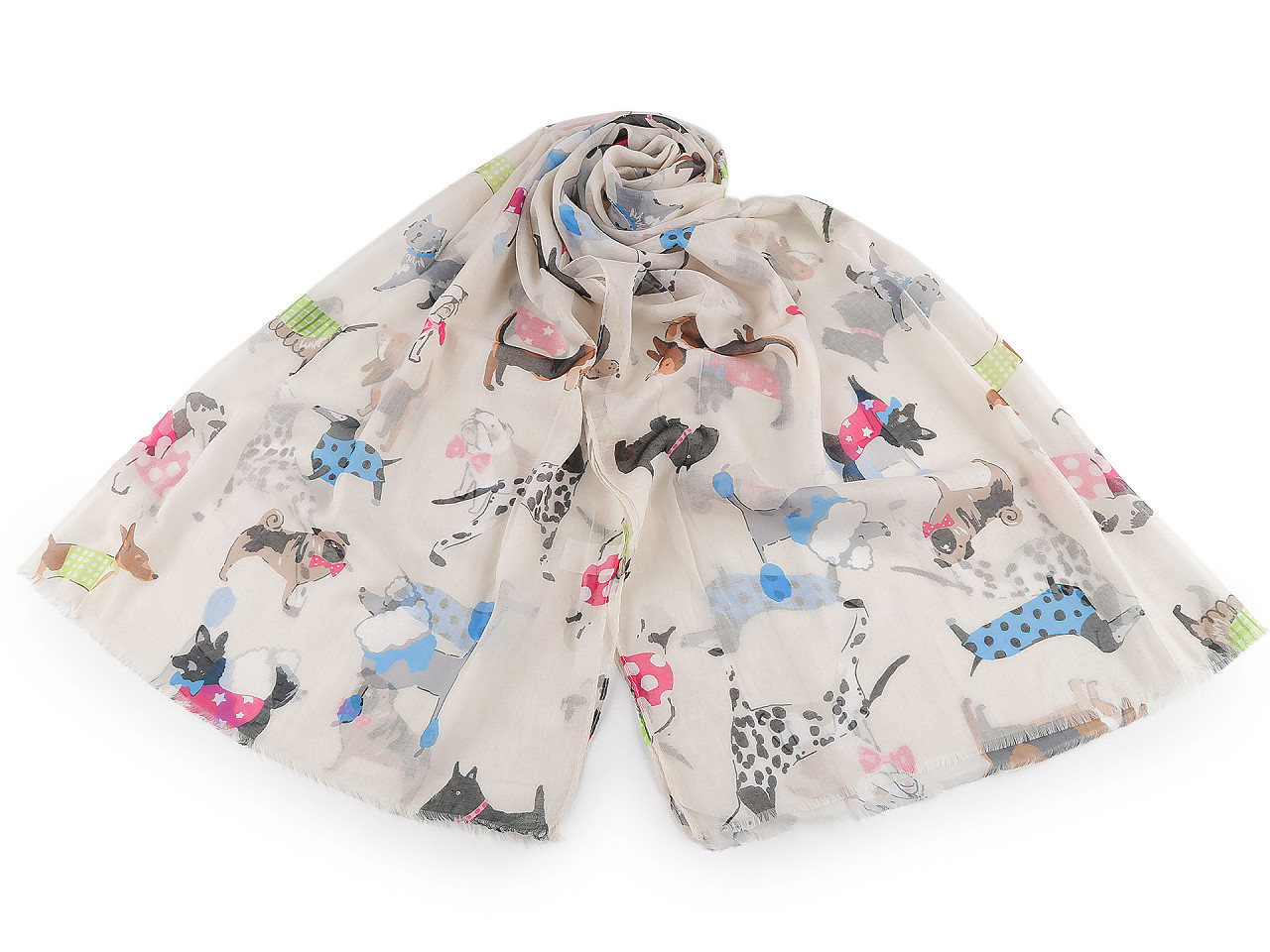 Eșarfă de vară / șal pisici și câini 70x180 cm - Bej deschis (1 Bucată)