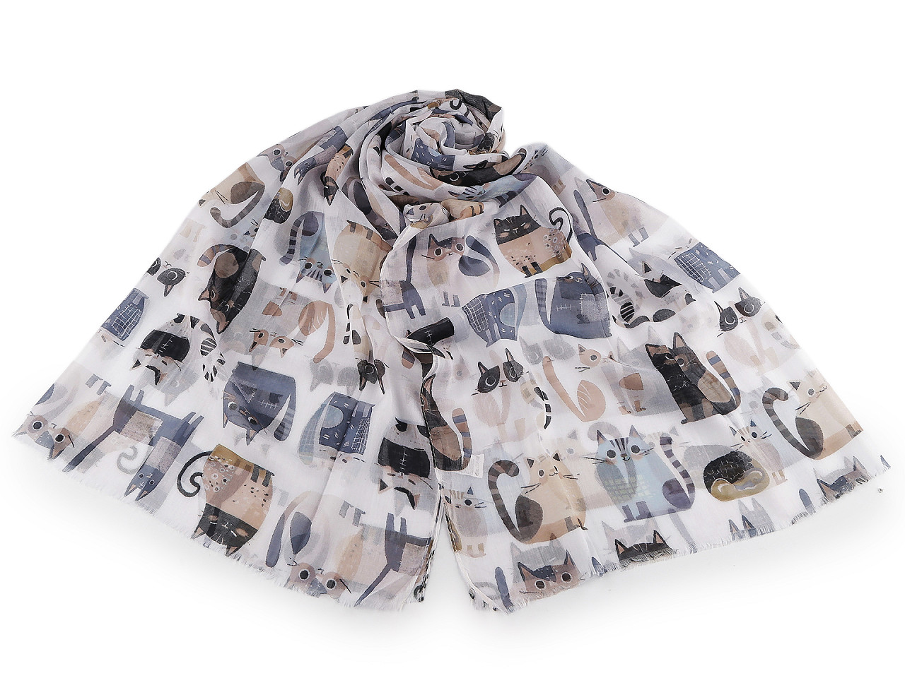 Eșarfă de vară / șal pisici și câini 70x180 cm - Bej deschis (1 Bucată)