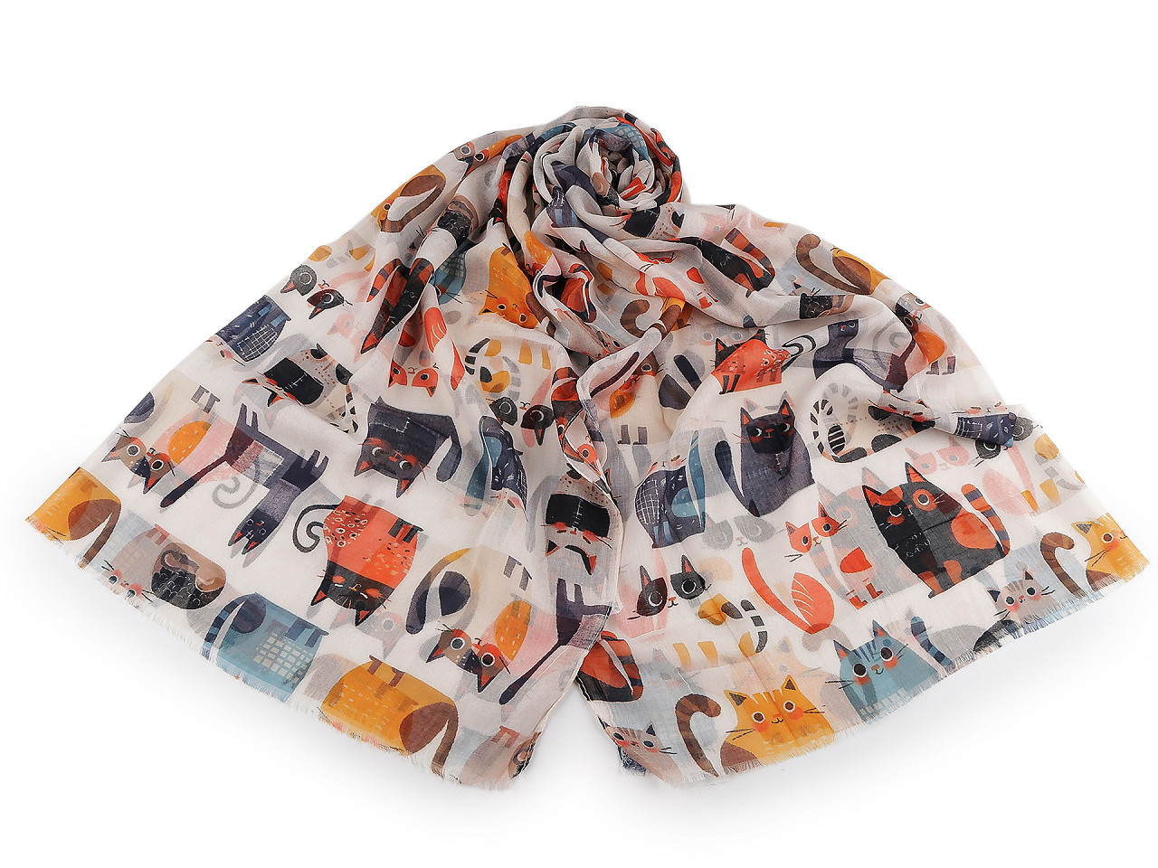 Eșarfă de vară / șal pisici și câini 70x180 cm - Bej deschis (1 Bucată)