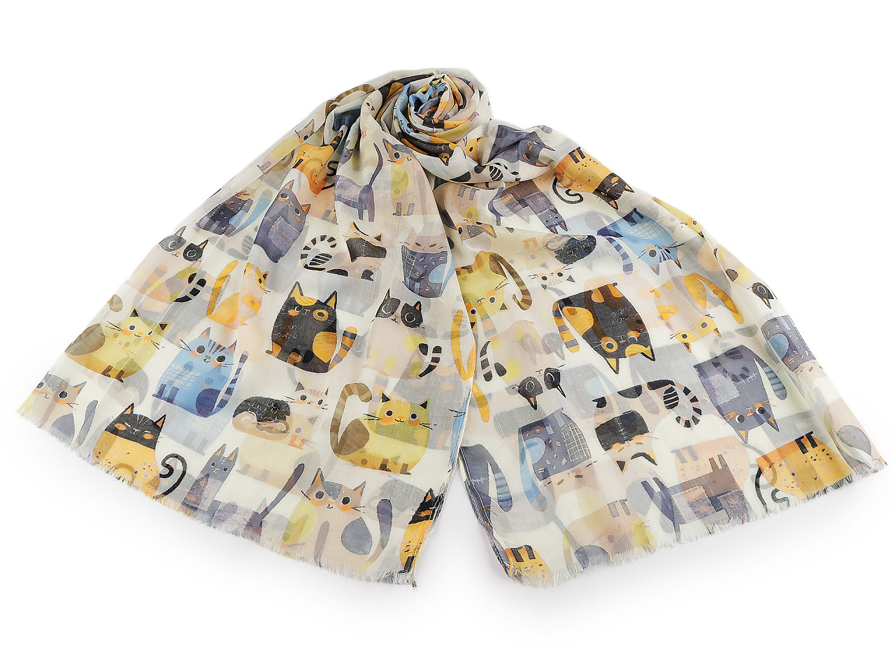 Eșarfă de vară / șal pisici și câini 70x180 cm - Bej deschis (1 Bucată)