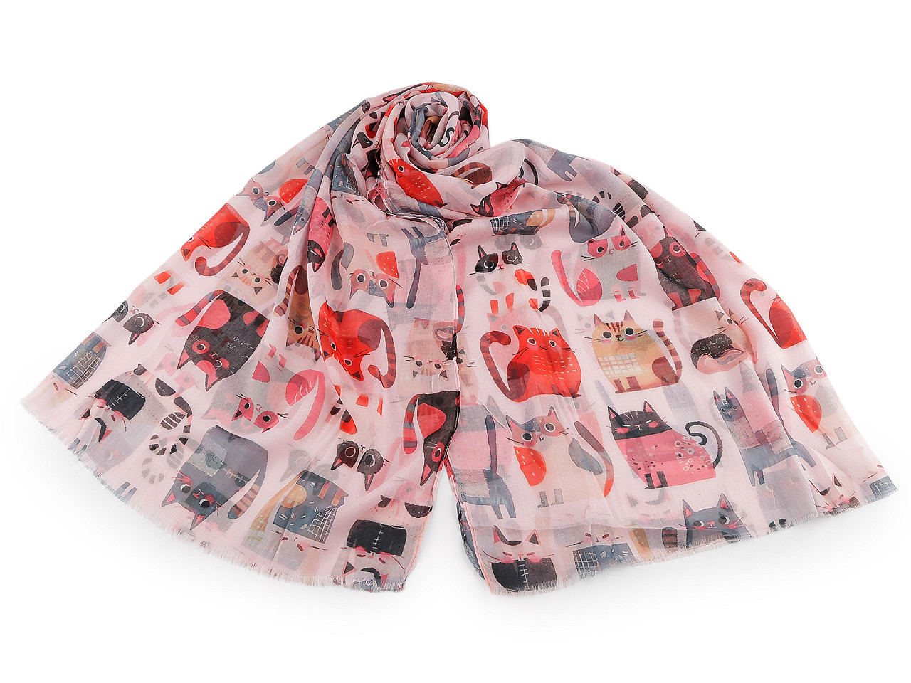 Eșarfă de vară / șal pisici și câini 70x180 cm - Bej deschis (1 Bucată)