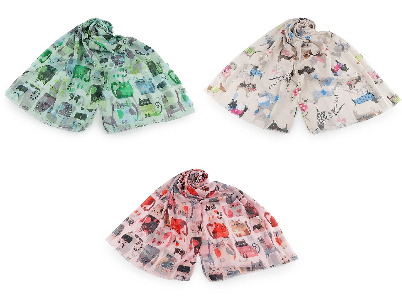 Eșarfă de vară / șal pisici și câini 70x180 cm - Bej deschis (1 Bucată)