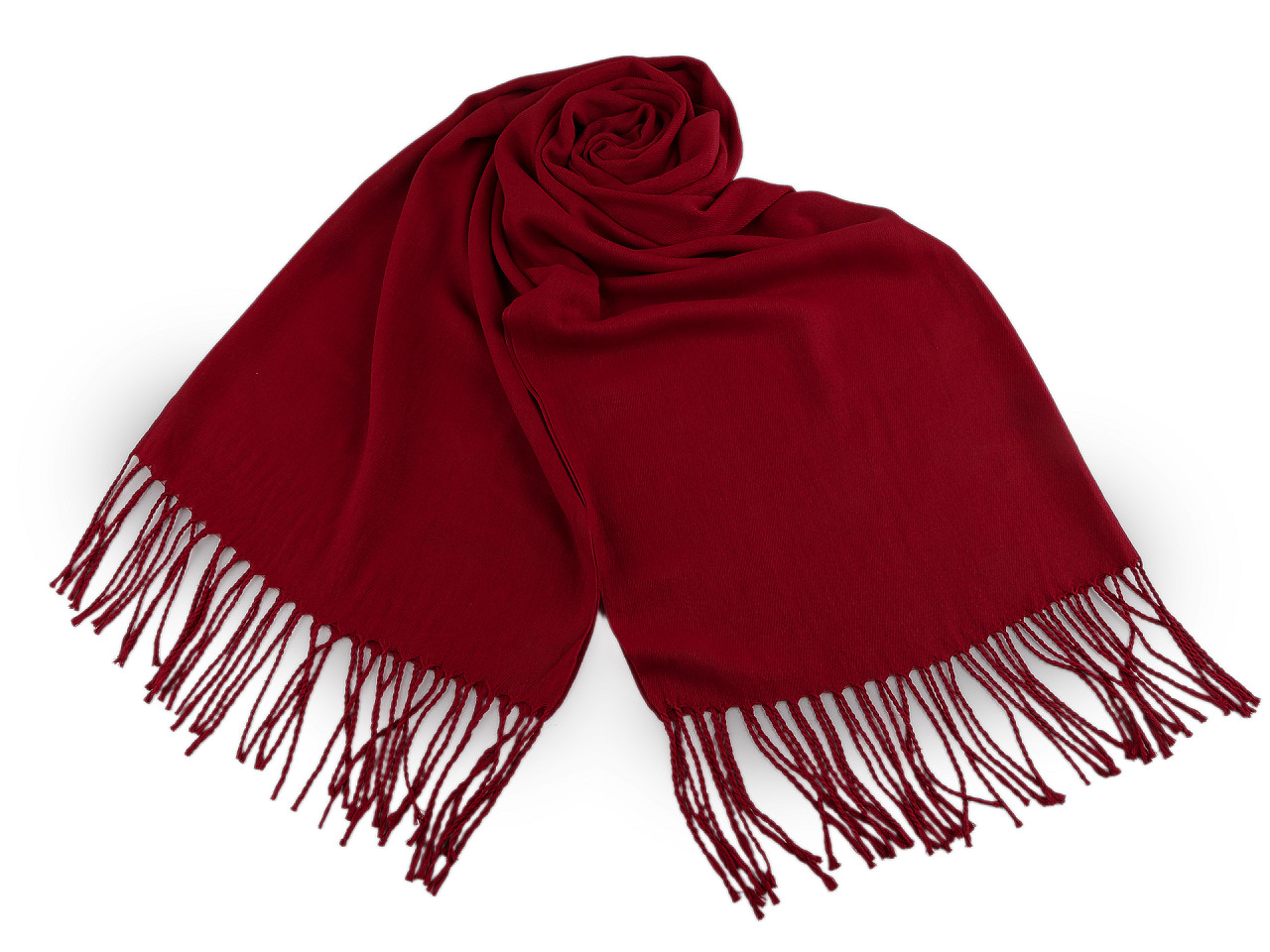 Eșarfă / șal culoare uni cu franjuri 65x175 cm - Roșu (1 Bucată)