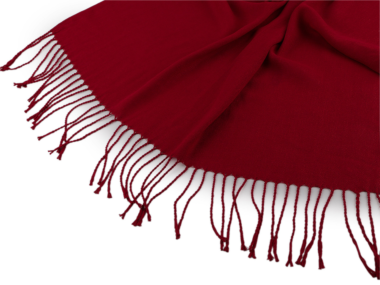 Eșarfă / șal culoare uni cu franjuri 65x175 cm - Roșu (1 Bucată)