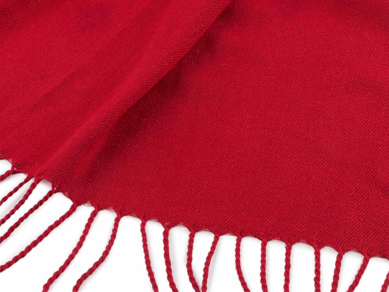 Eșarfă / șal culoare uni cu franjuri 65x175 cm - Roșu (1 Bucată)