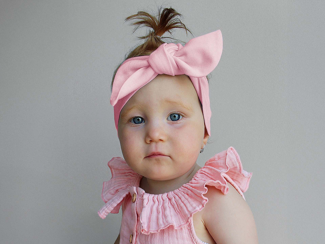 Bentiță de păr din bumbac pentru bebeluși - nod - Crem deschis (1 Bucată)