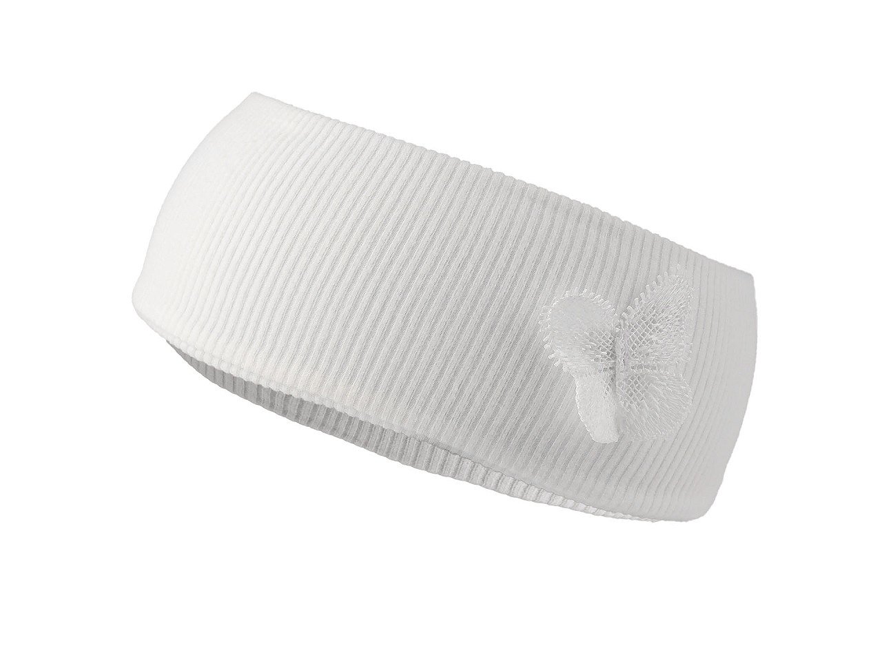 Bentiță de păr din bumbac pentru bebeluși cu decorațiuni - Off white (1 Bucată)