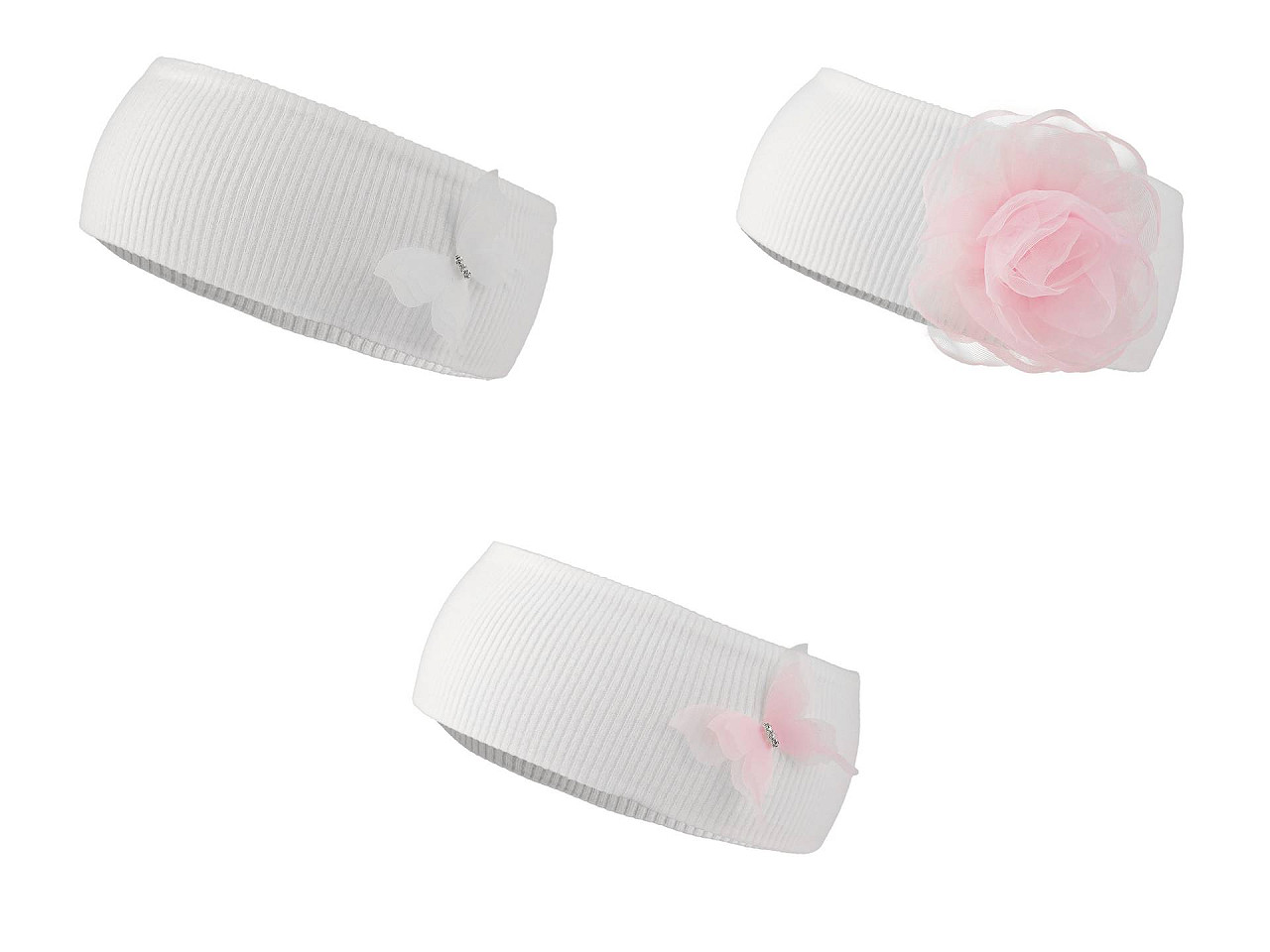 Bentiță de păr din bumbac pentru bebeluși cu decorațiuni - Off white (1 Bucată)