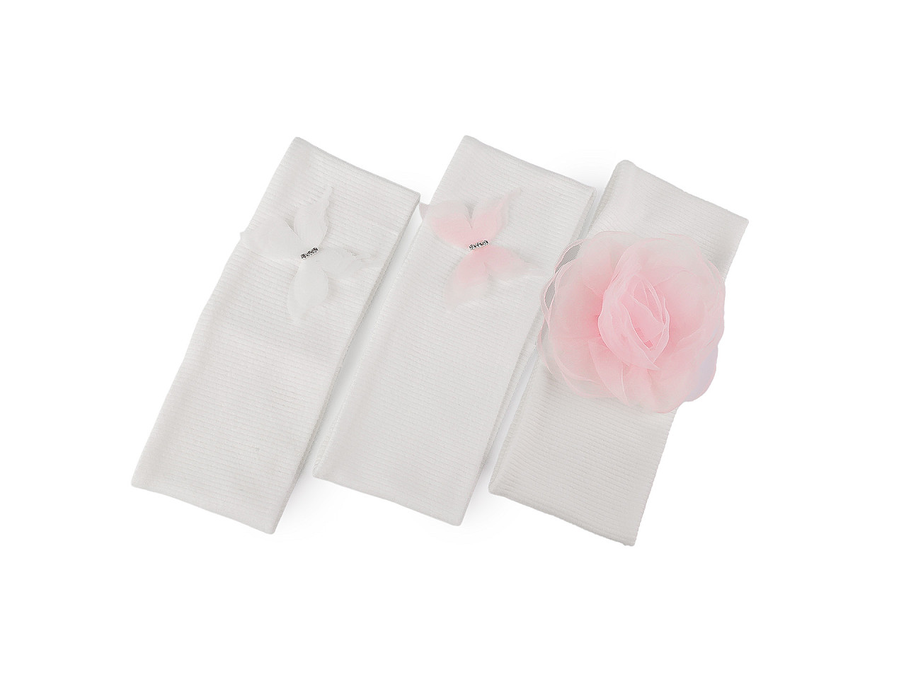 Bentiță de păr din bumbac pentru bebeluși cu decorațiuni - Off white (1 Bucată)