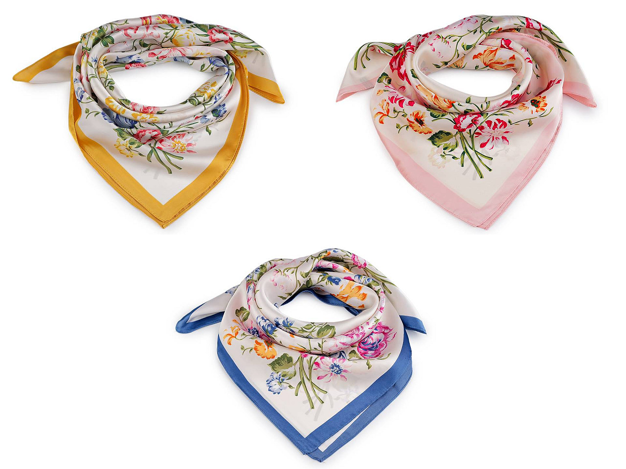 Eșarfă satinată 65x65 cm - Galben (1 Bucată)