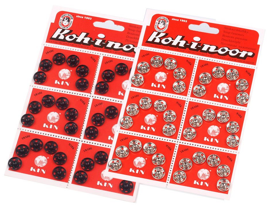 Capse metalice de cusut, mărimea 4 - Negru (6 Carduri)