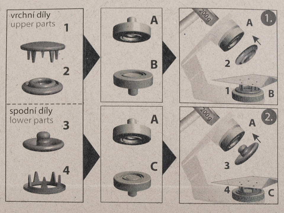 Capse metalice cu aplicator, ø11 mm - Negru (1 Card)