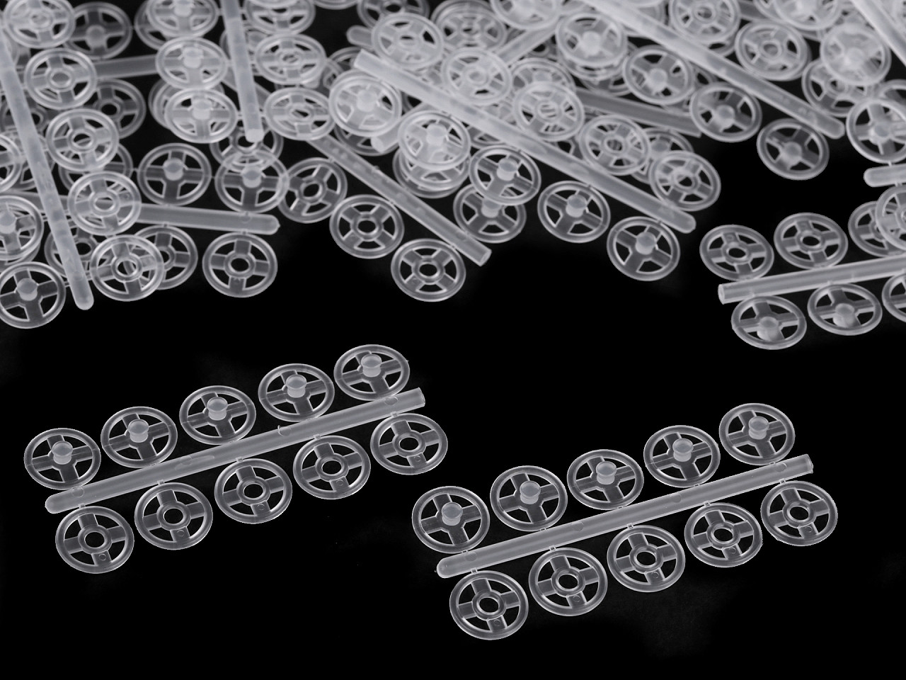 Capse de cusut din plastic, ø7 mm - ø15 mm - Transparent (50 Buchete)