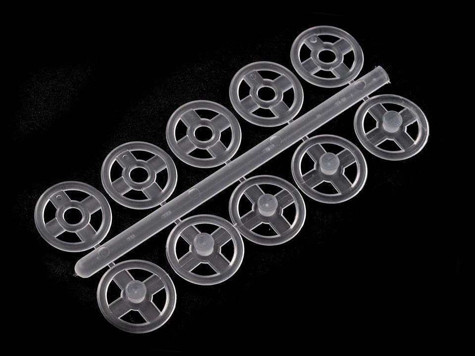 Capse de cusut din plastic, ø7 mm - ø15 mm - Transparent (50 Buchete)