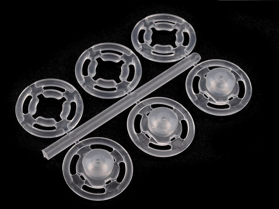 Capse de cusut din plastic, ø7 mm - ø15 mm - Transparent (50 Buchete)
