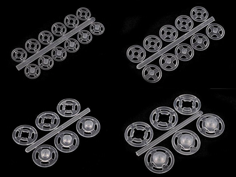 Capse de cusut din plastic, ø7 mm - ø15 mm - Transparent (50 Buchete)