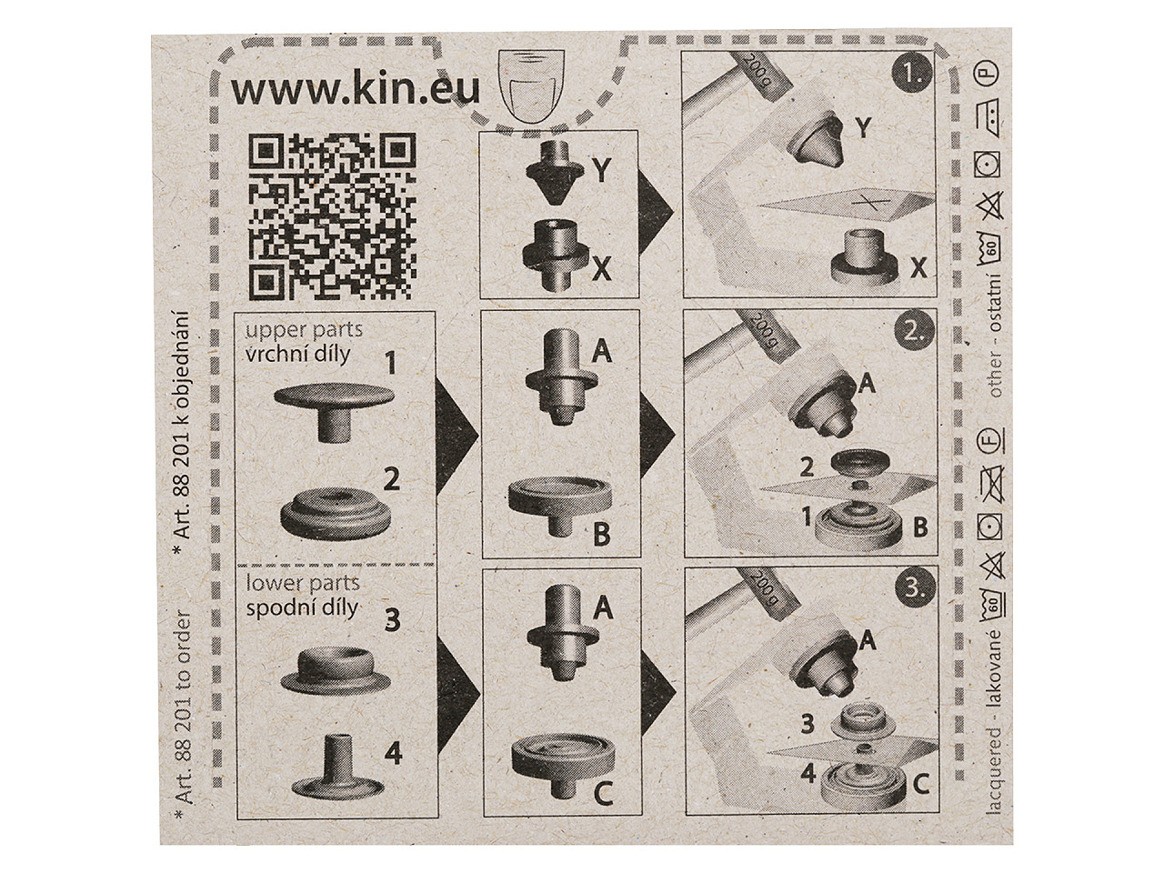 Capse metalice cu aplicator, finisaj auriu, ø15 mm - Auriu deschis (1 Card)