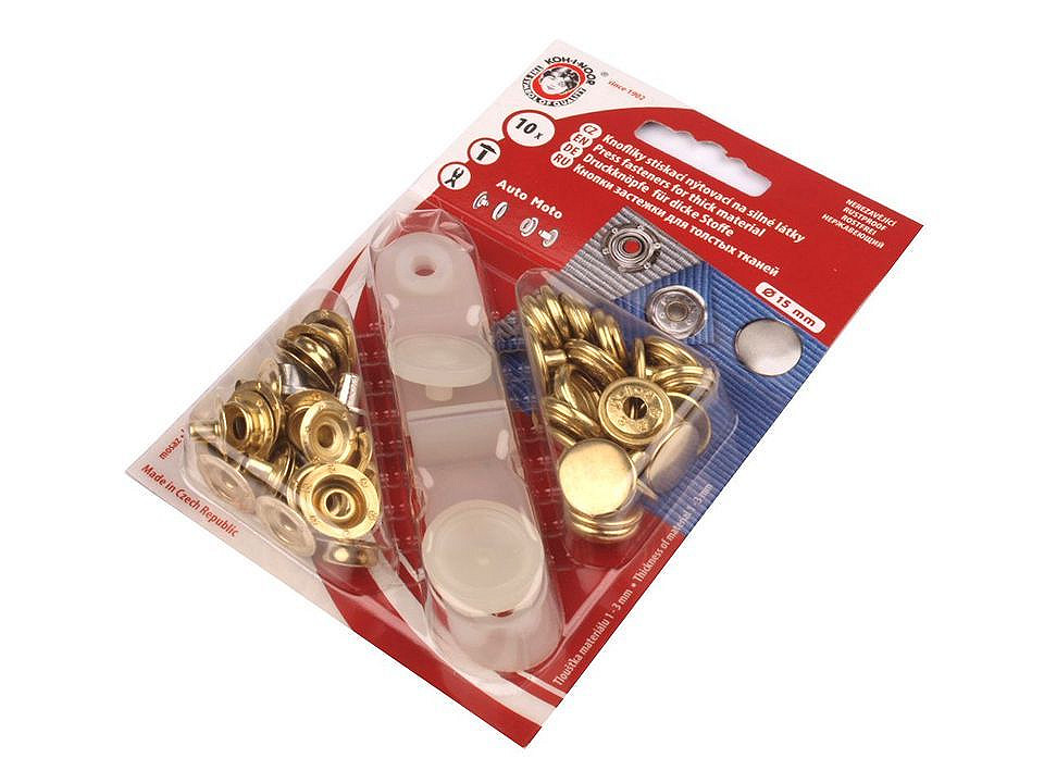 Capse metalice cu aplicator, finisaj auriu, ø15 mm - Auriu deschis (1 Card)