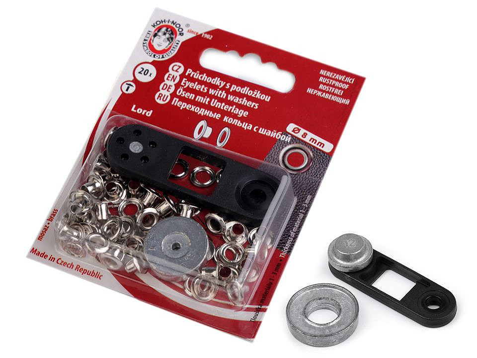 Ocheți metalici inoxidabili cu dispozitiv de atașare, ø4 mm - Lac negru (1 Blister)