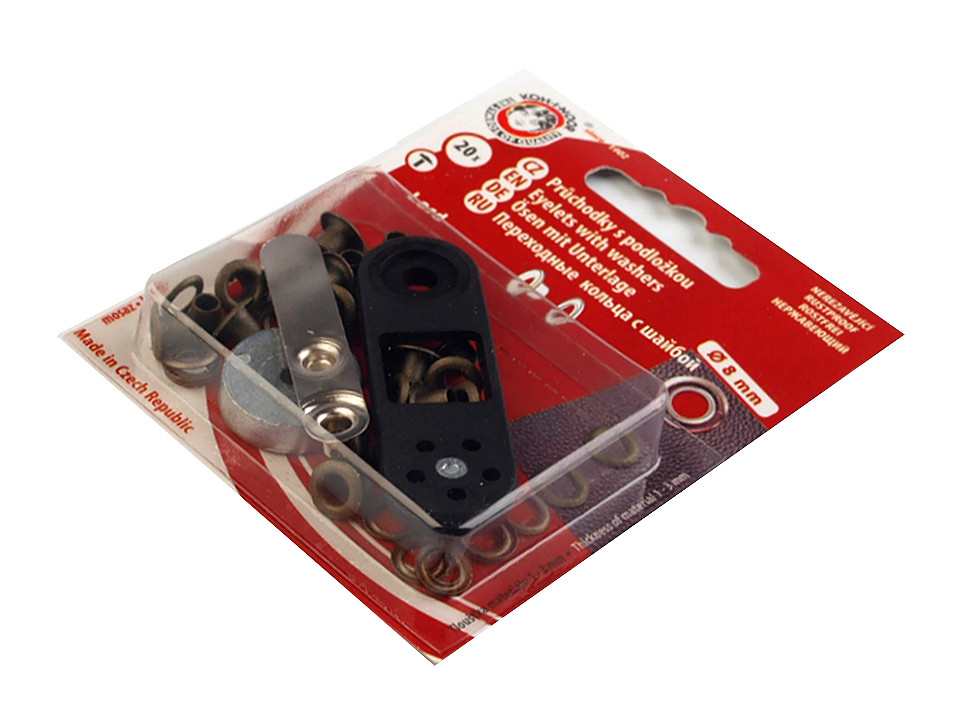 Ocheți metalici inoxidabili cu dispozitiv de atașare, ø4 mm - Lac negru (1 Blister)