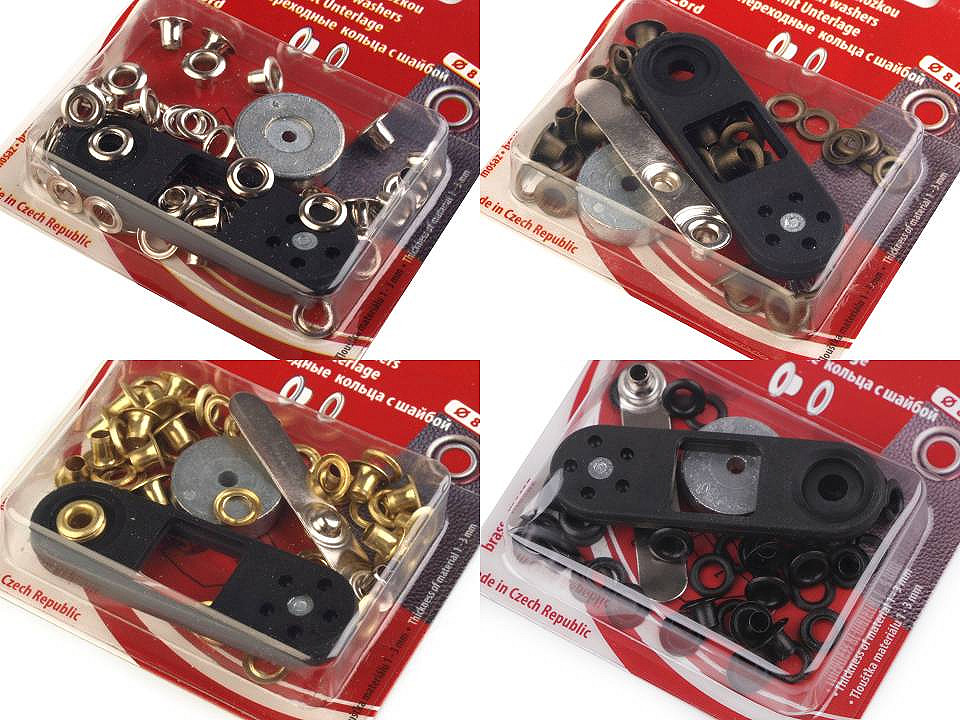 Ocheți metalici inoxidabili cu dispozitiv de atașare, ø4 mm - Lac negru (1 Blister)