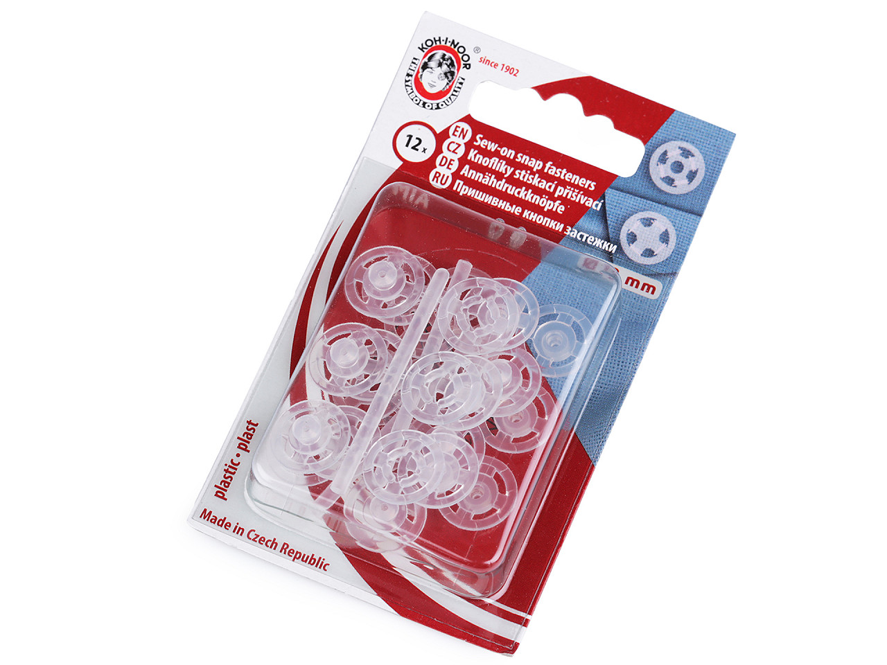 Capse de cusut din plastic, ø7 mm - ø15 mm - Transparent (1 Blister)