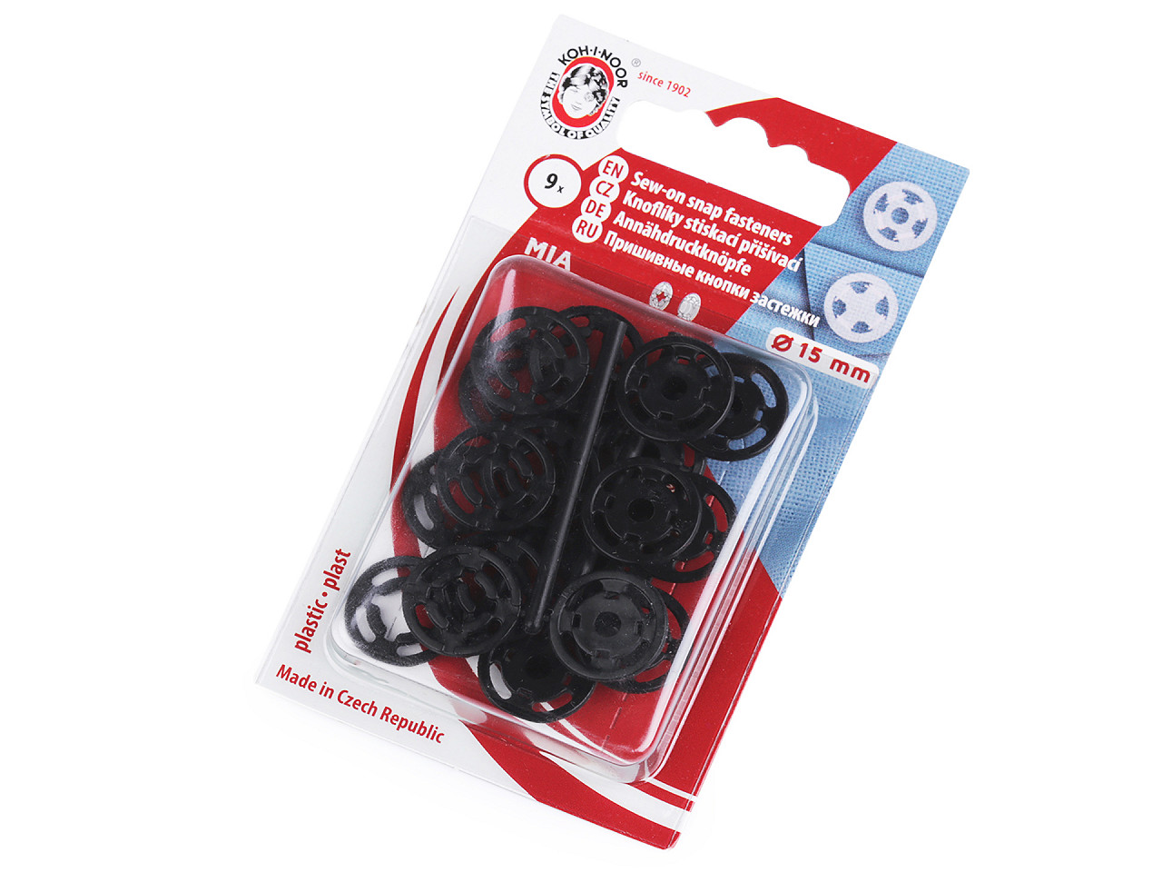 Capse de cusut din plastic, ø7 mm - ø15 mm - Transparent (1 Blister)