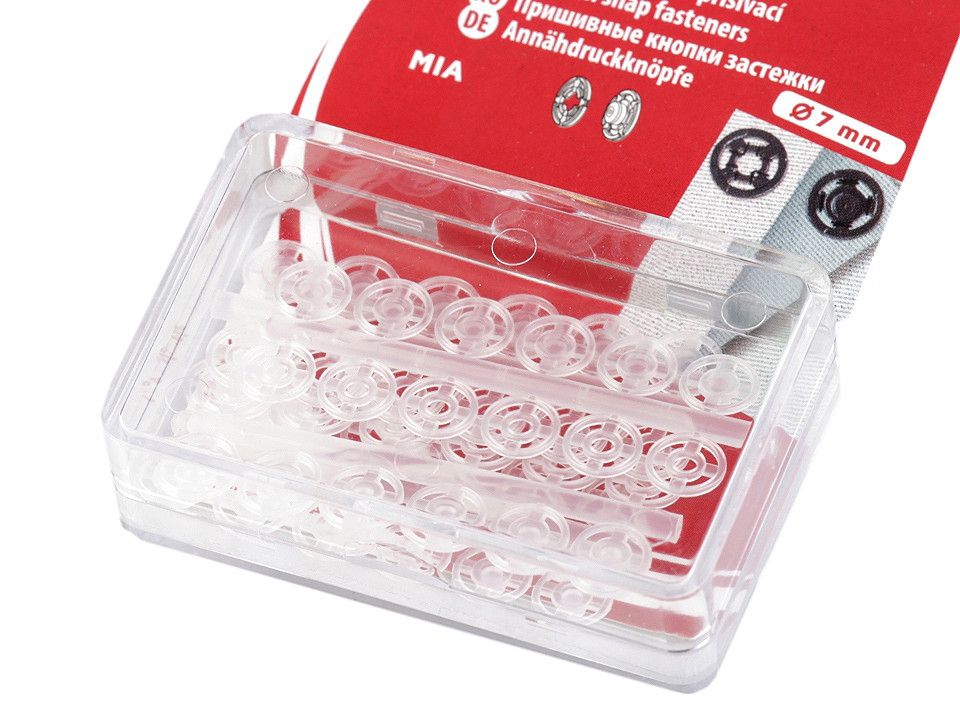 Capse de cusut din plastic, ø7 mm - ø15 mm - Transparent (1 Blister)