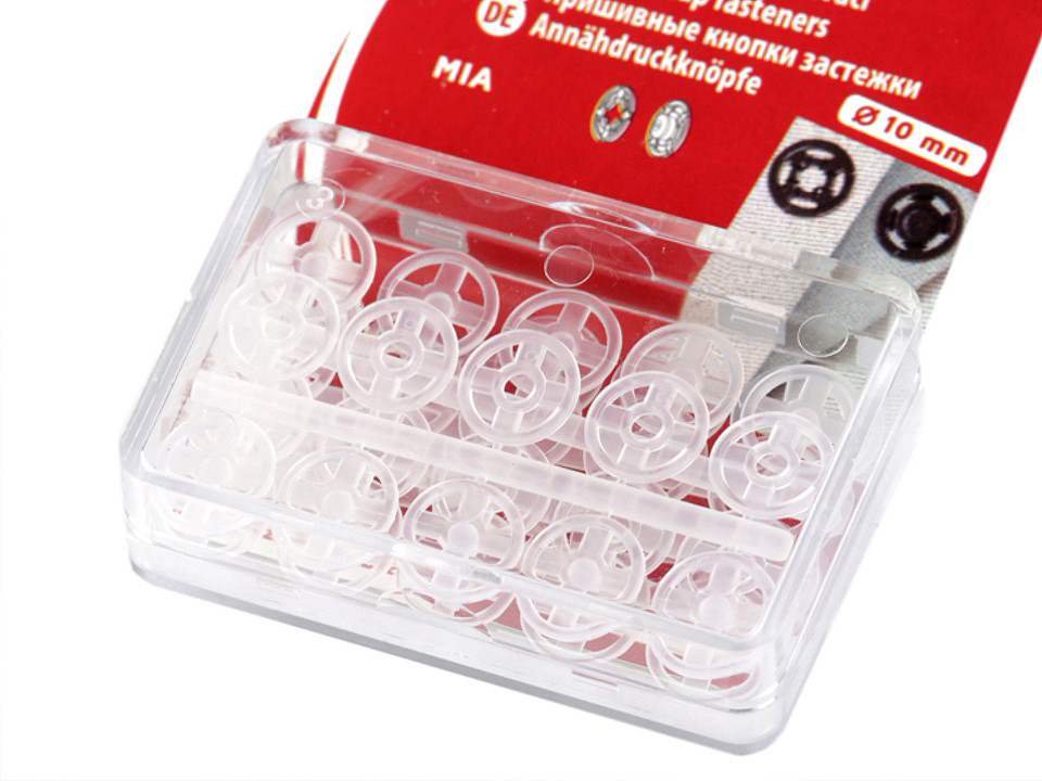 Capse de cusut din plastic, ø7 mm - ø15 mm - Transparent (1 Blister)