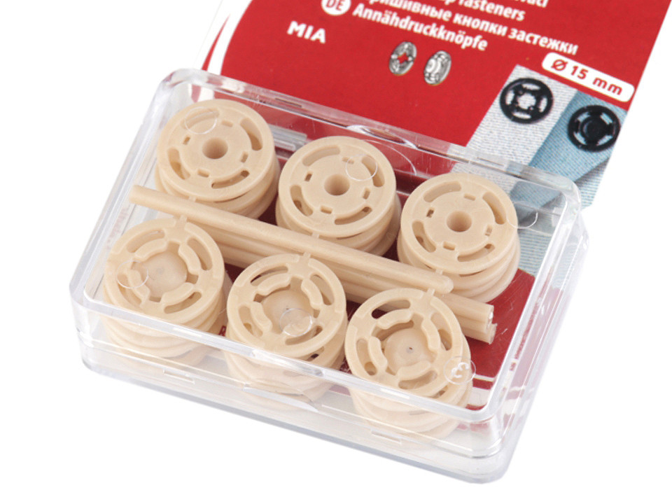 Capse de cusut din plastic, ø7 mm - ø15 mm - Transparent (1 Blister)