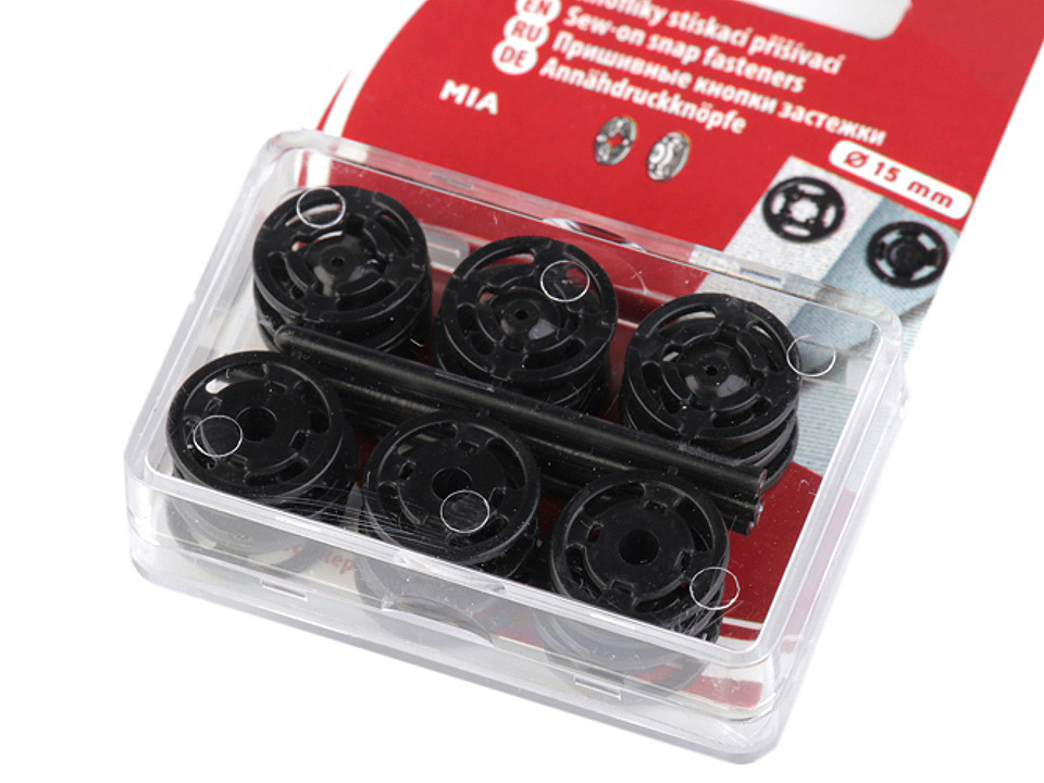 Capse de cusut din plastic, ø7 mm - ø15 mm - Transparent (1 Blister)