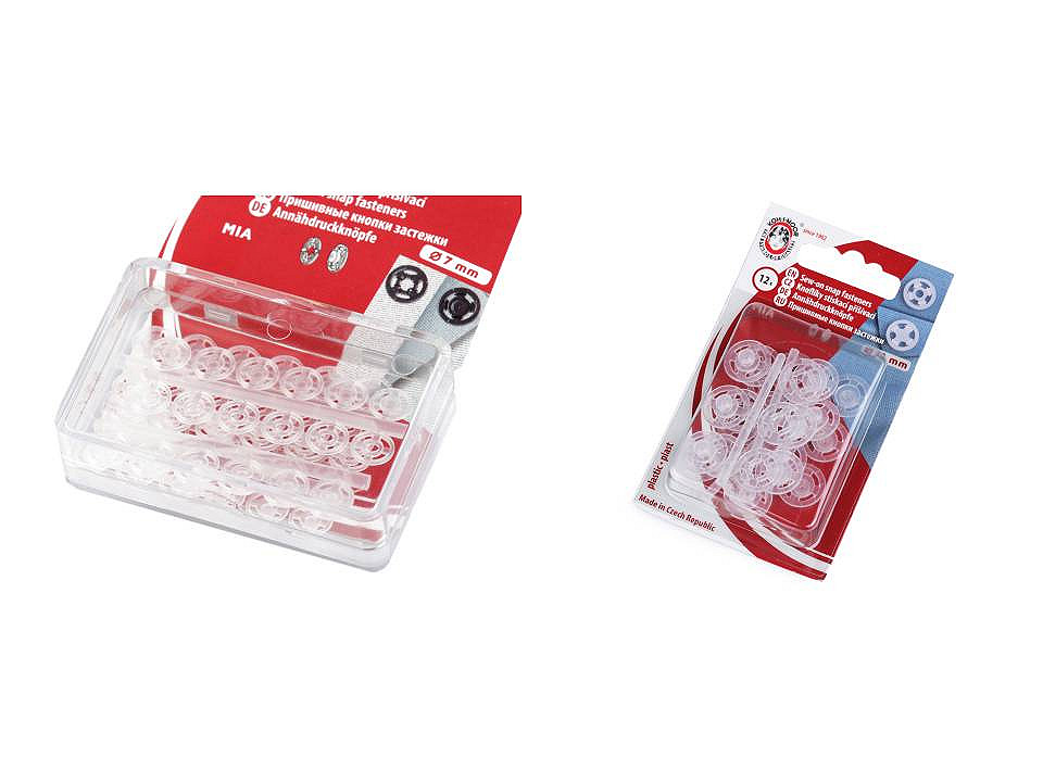 Capse de cusut din plastic, ø7 mm - ø15 mm - Transparent (1 Blister)