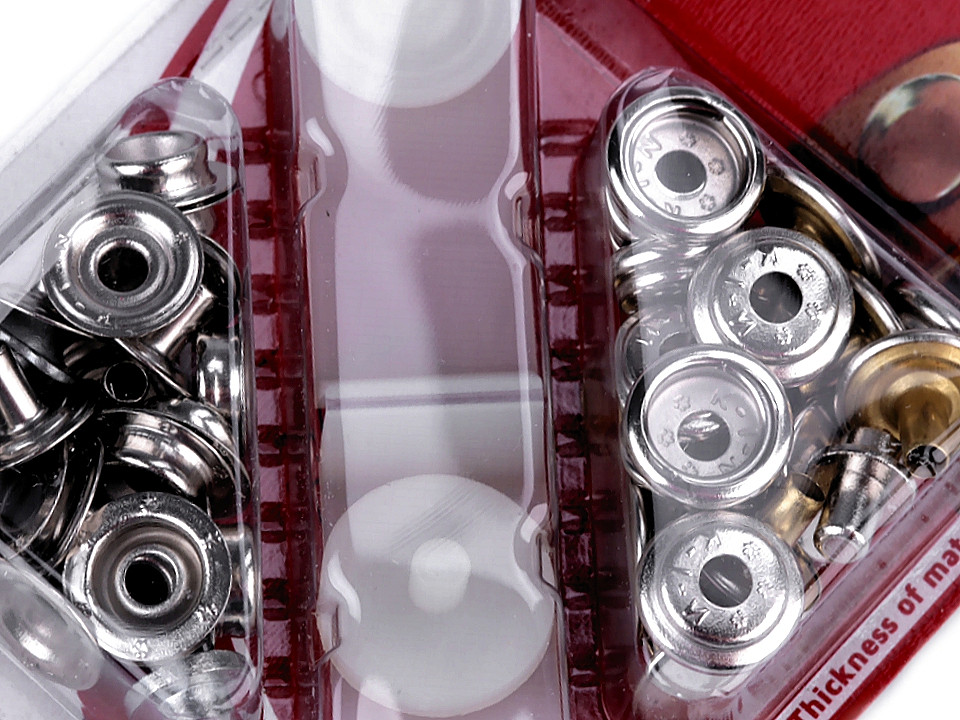 Capse metalice cu aplicator, ø15 mm - Nichel (1 Card)