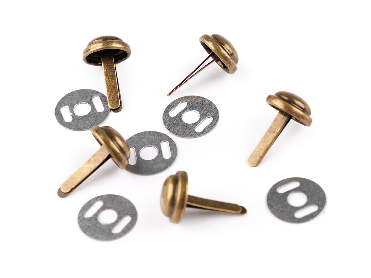 Ţinte metalice / piciorușe metalice genți, ø12 mm - Nichel (50 Seturi)