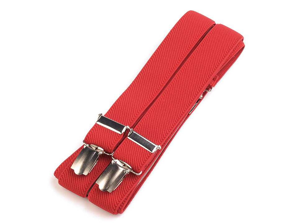 Bretele pantaloni tip x, unicolor - Roșu (1 Bucată)