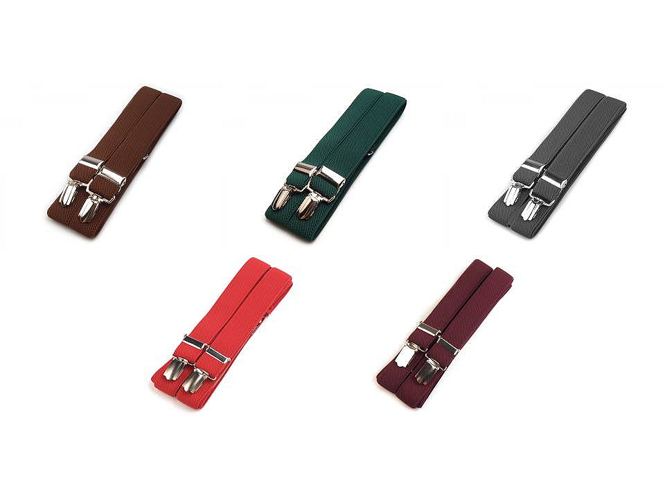 Bretele pantaloni tip x, unicolor - Roșu (1 Bucată)