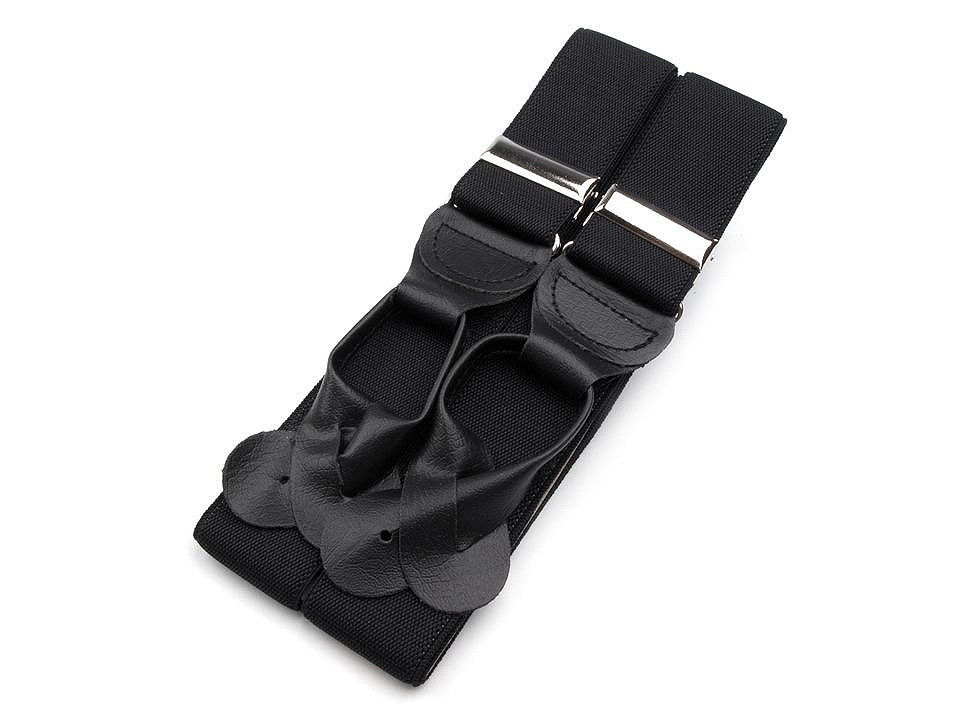 Bretele pantaloni tip y, prindere nasturi - Negru (1 Bucată)