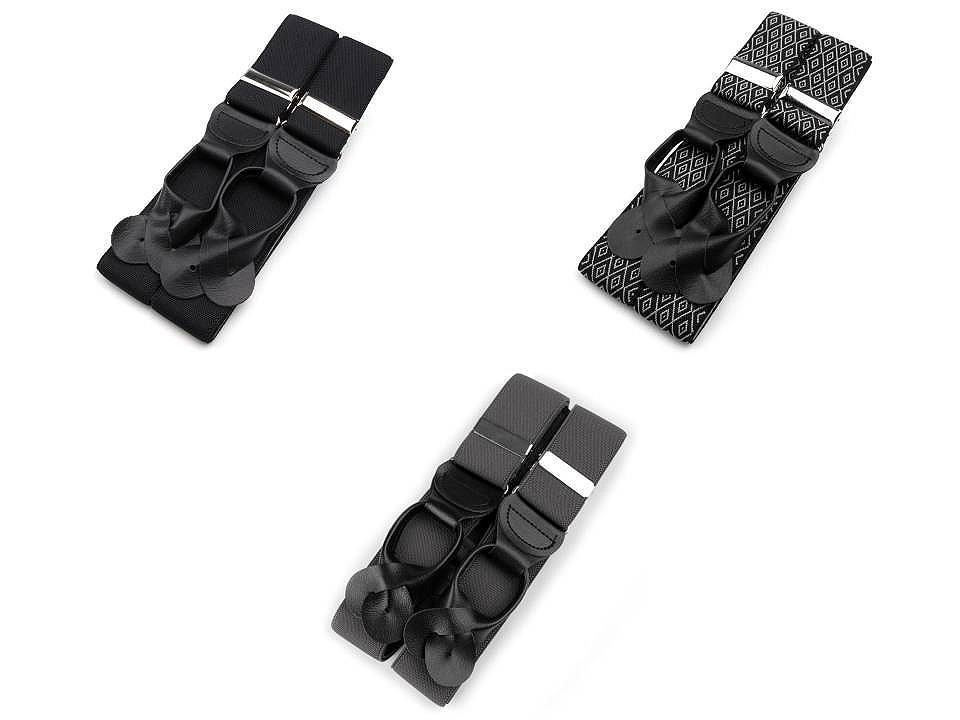 Bretele pantaloni tip y, prindere nasturi - Negru (1 Bucată)