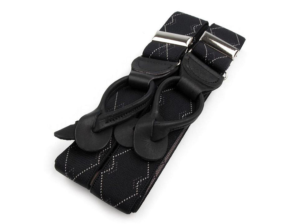 Bretele pantaloni tip y, prindere nasturi - Negru (1 Bucată)