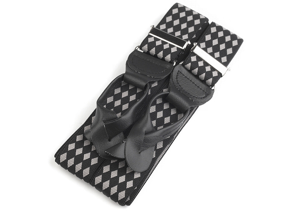 Bretele pantaloni tip y, prindere nasturi - Negru (1 Bucată)