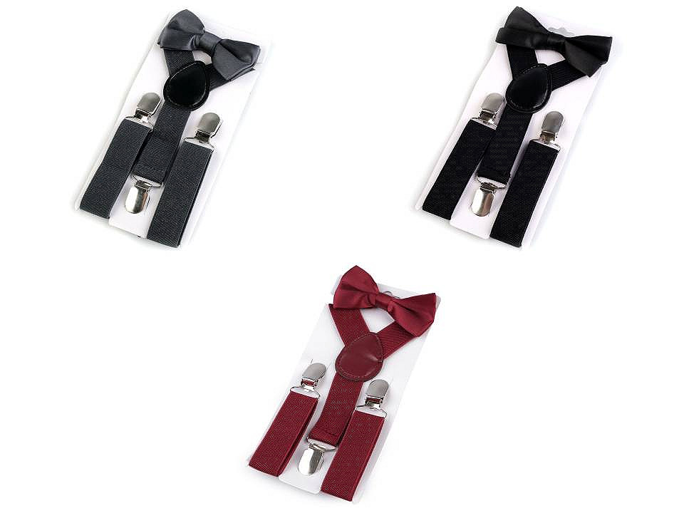 Set bretele și papion pentru copii - Negru (1 Set)