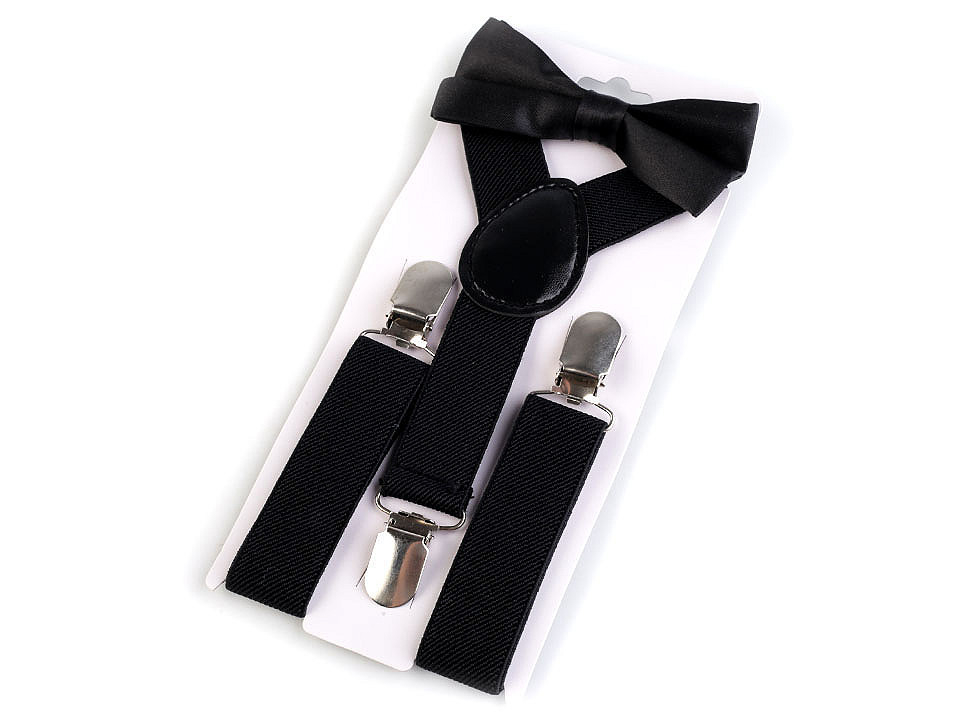 Set bretele și papion pentru copii - Negru (1 Set)