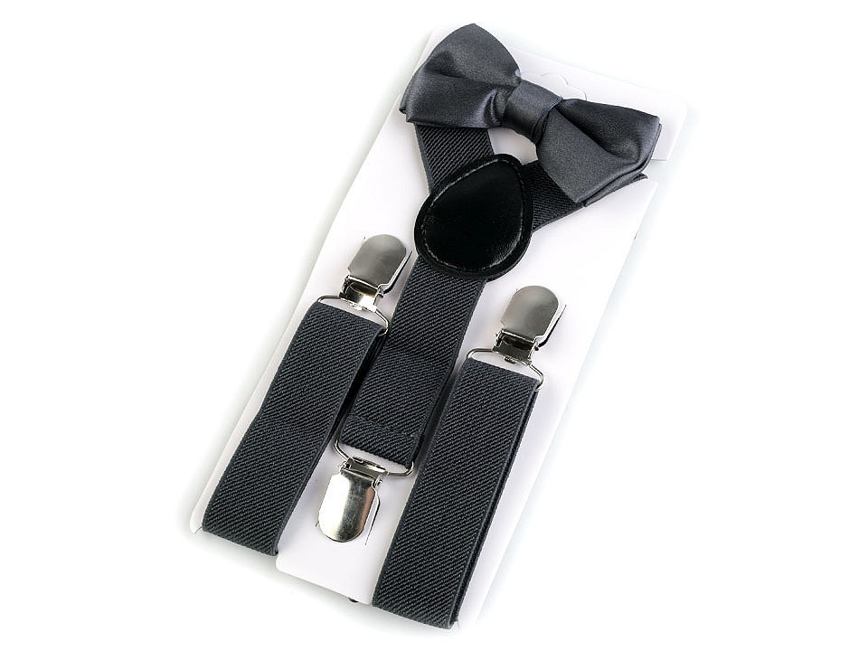 Set bretele și papion pentru copii - Negru (1 Set)