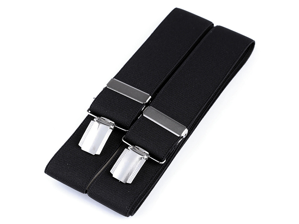 Bretele pantaloni, lățime 3,5 cm, lungime 120 cm - Negru (1 Bucată)