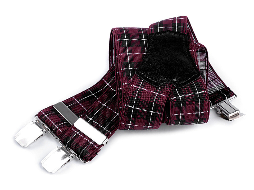 Bretele pantaloni, lățime 3,5 cm, lungime 120 cm - Bordo (1 Bucată)