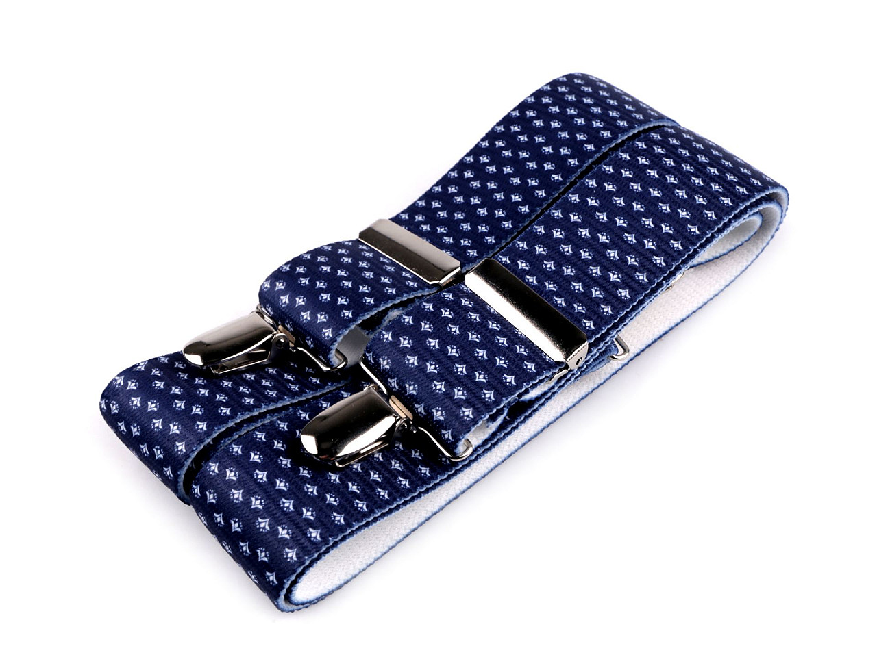 Bretele imprimeu albastru latime 3,5 cm lungime 120 cm - Albastru închis (1 Bucată)