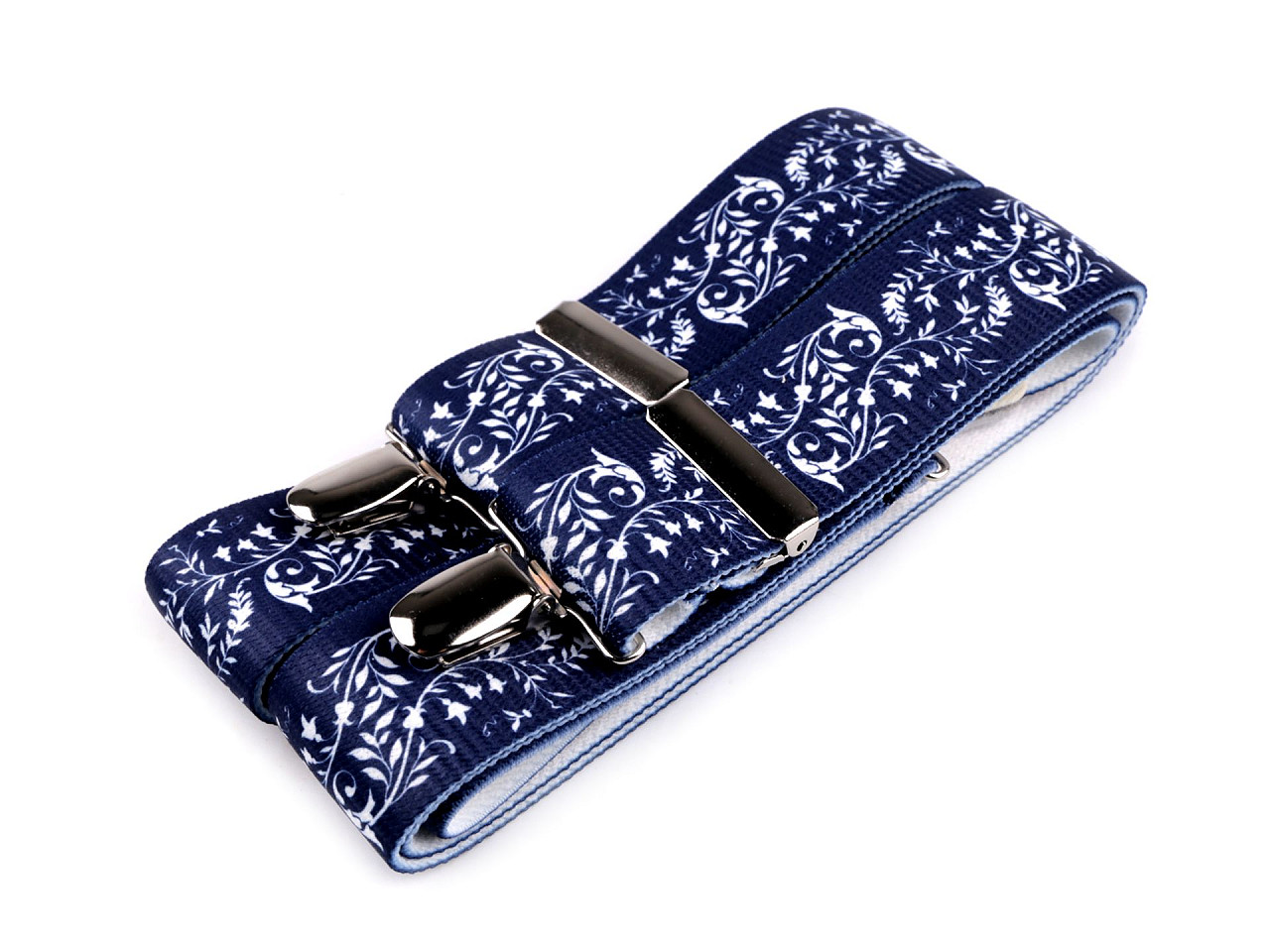 Bretele imprimeu albastru latime 3,5 cm lungime 120 cm - Albastru închis (1 Bucată)